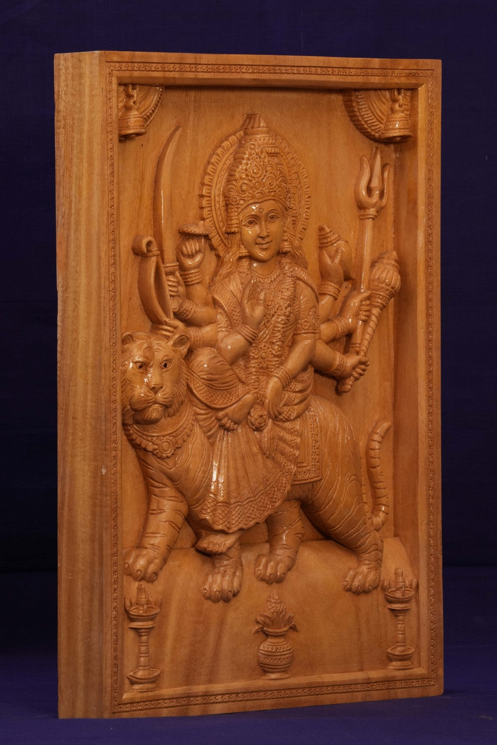 Wooden Goddess Durga Panel
