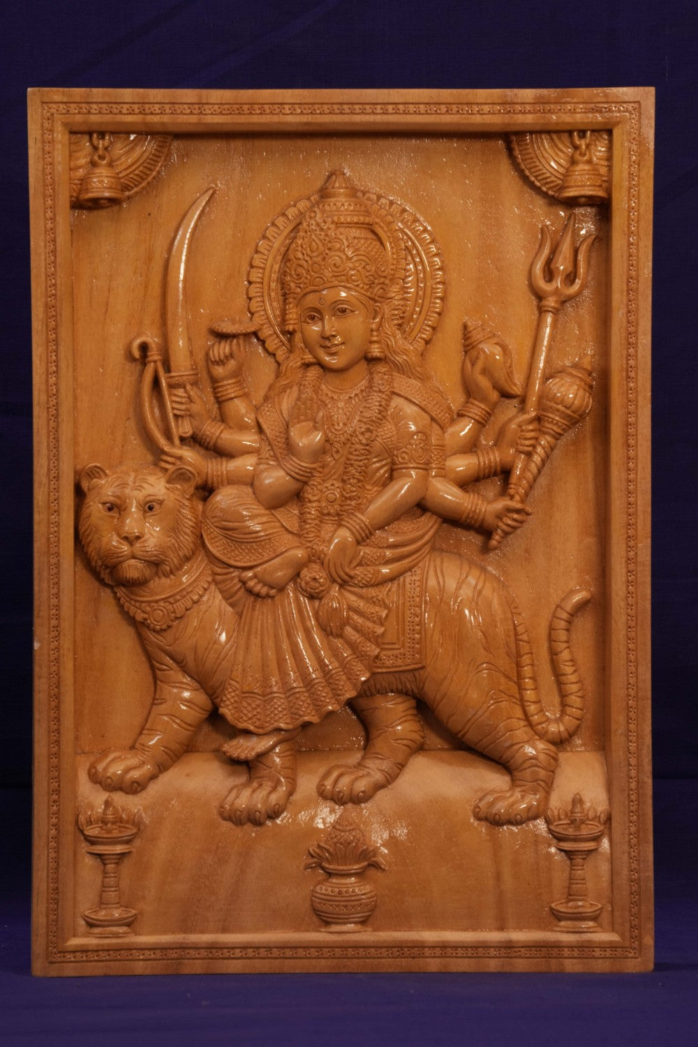 Wooden Goddess Durga Panel