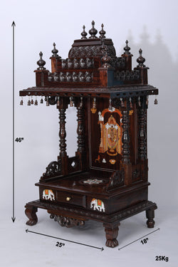 Collection of Rose Wooden Handcrafted Pooja Mandir in a gallery layout