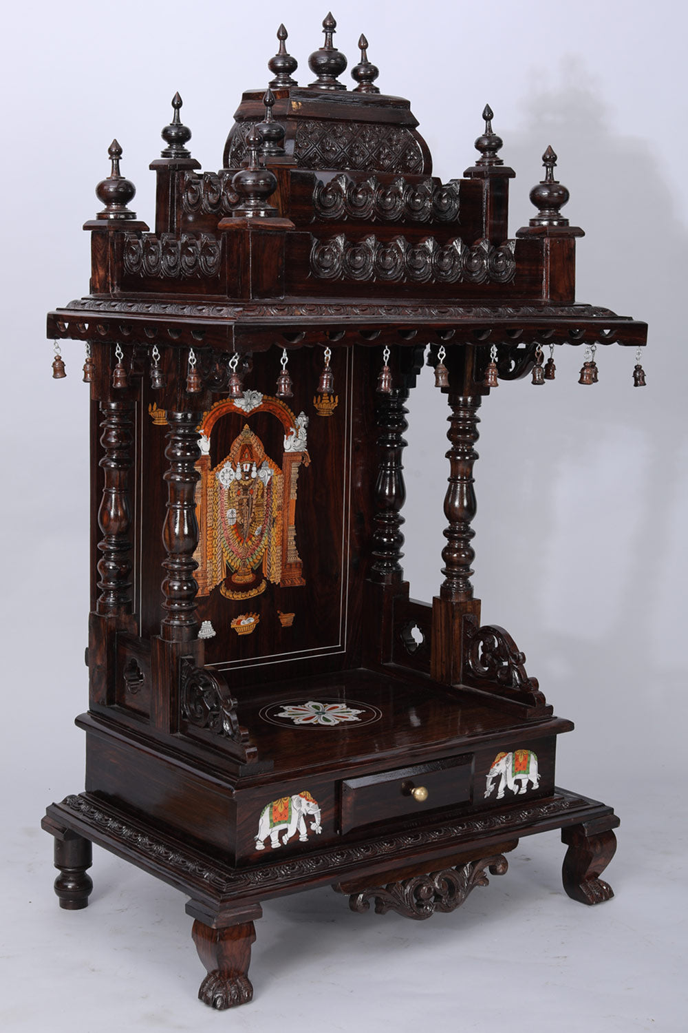 Image of Rose Wooden Handcrafted Pooja Mandir