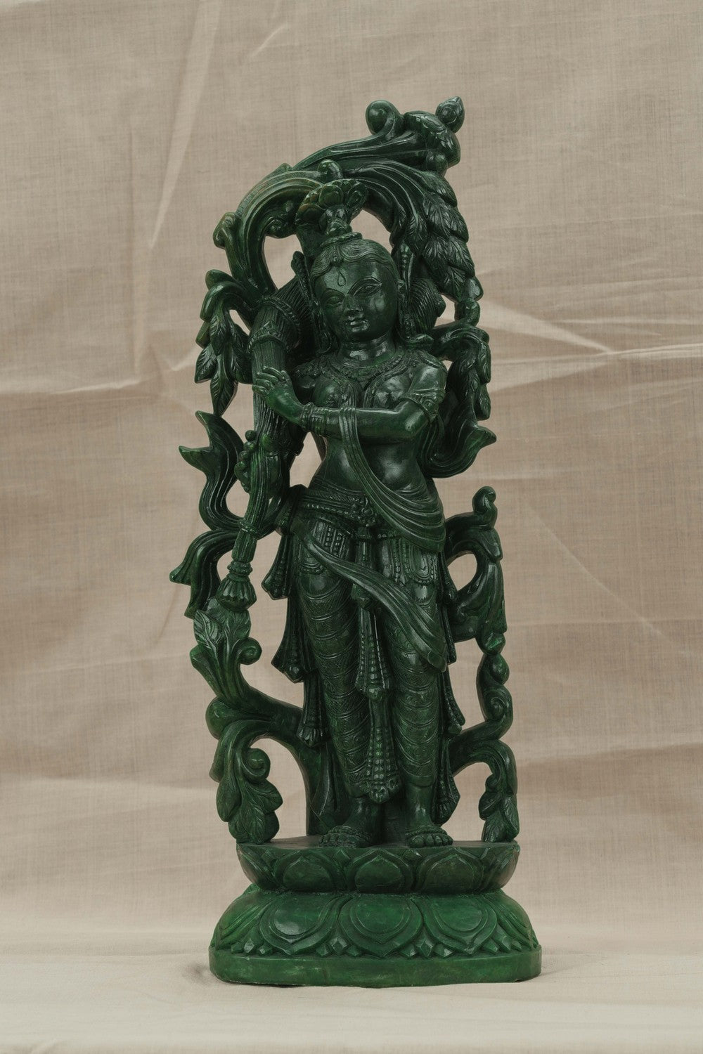 Image of A Green-painted Serpent Stone Apsara