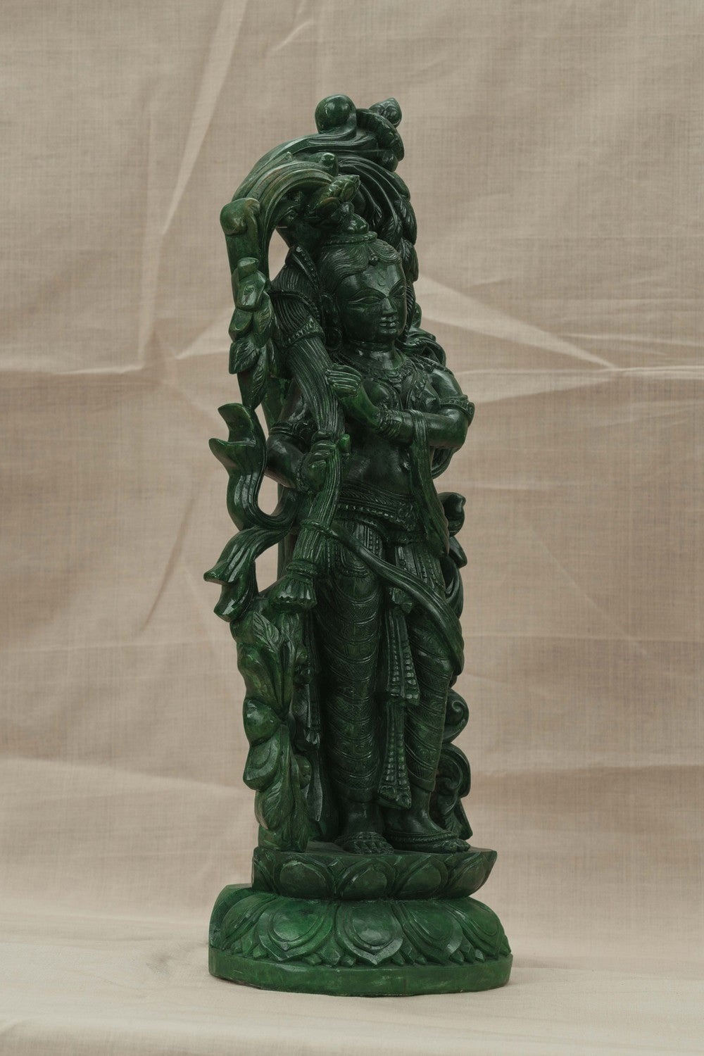 Image of A Green-painted Serpent Stone Apsara