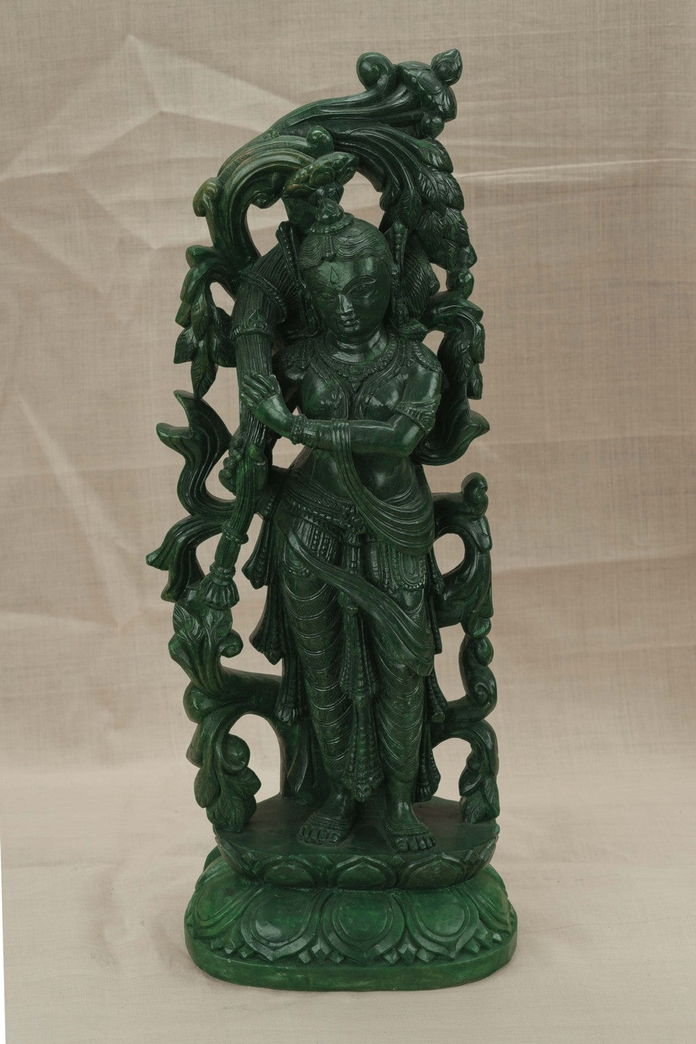 Image of A Green-painted Serpent Stone Apsara