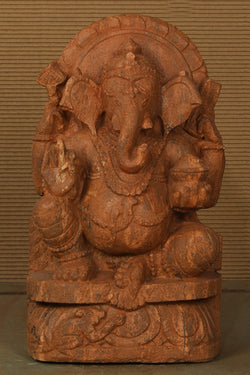 Collection of Ganesh Red Sunstone Statue in a gallery layout