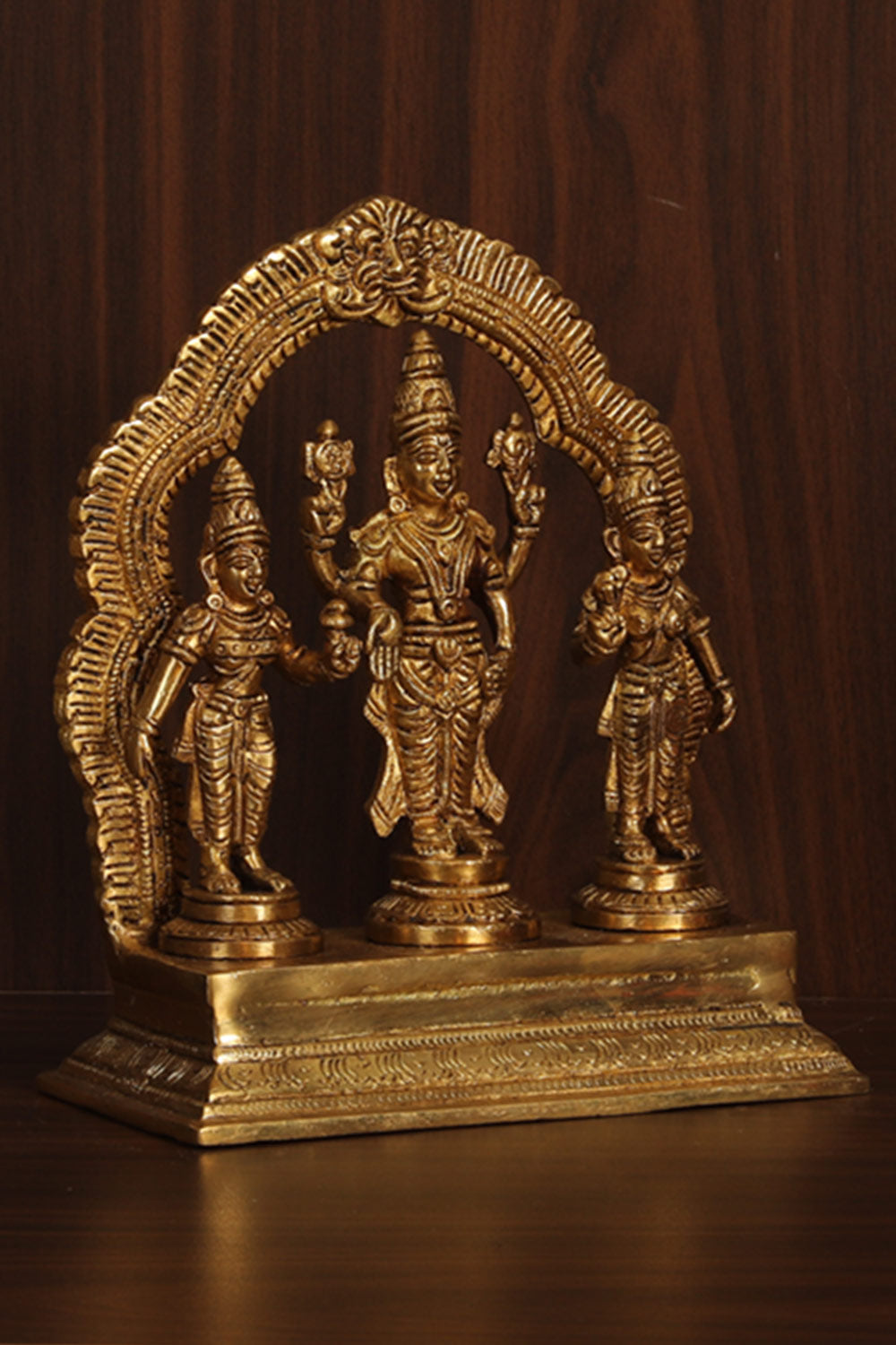 Brass Lord Vishnu Sri Devi Bhudevi Idol