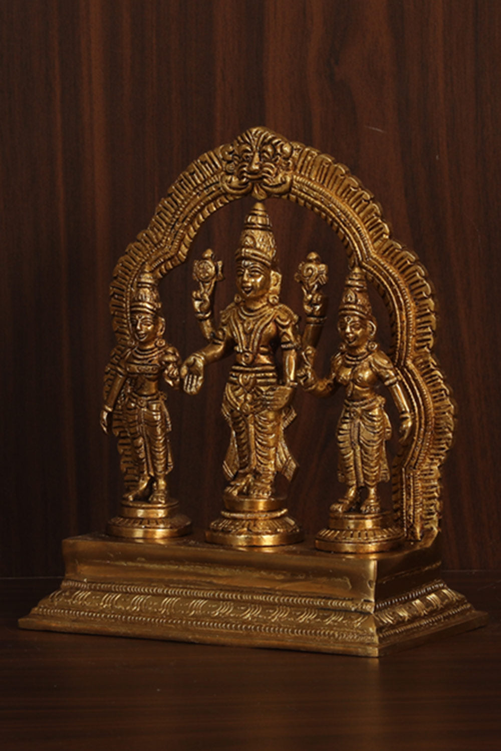 Brass Lord Vishnu Sri Devi Bhudevi Idol