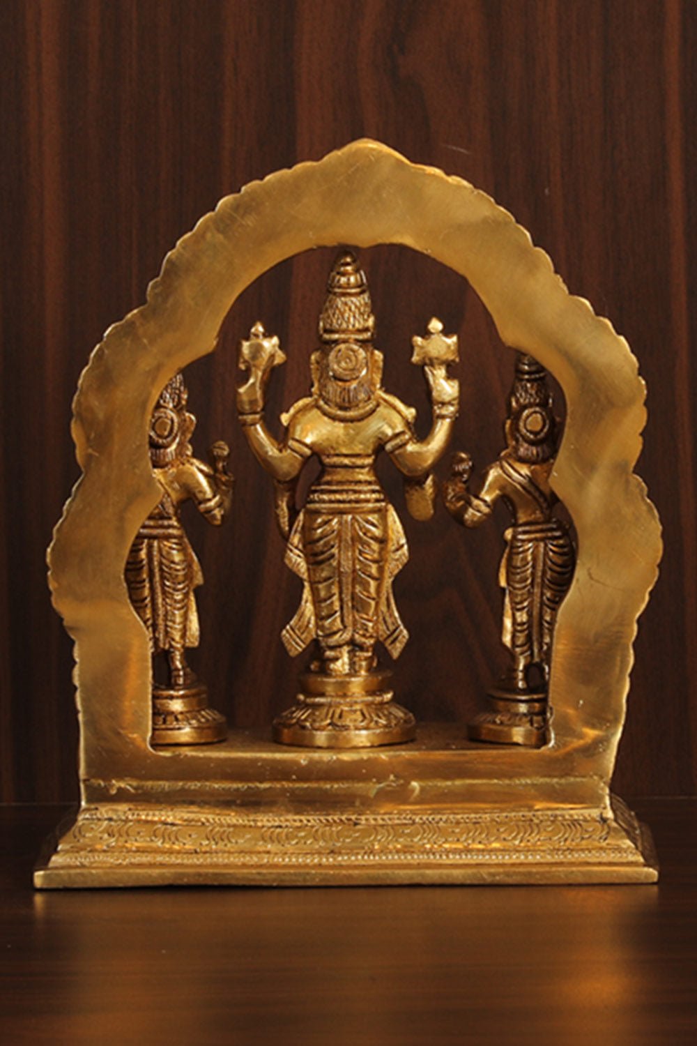 Brass Lord Vishnu Sri Devi Bhudevi Idol