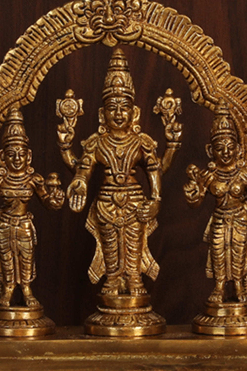 Brass Lord Vishnu Sri Devi Bhudevi Idol