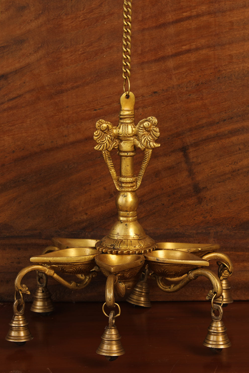 Antique Brass Mehnoor Casted Hanging Oil Lamp