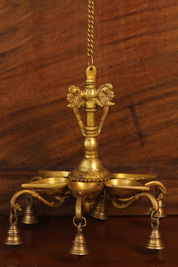 Image of Antique Brass Mehnoor Casted Hanging Oil Lamp