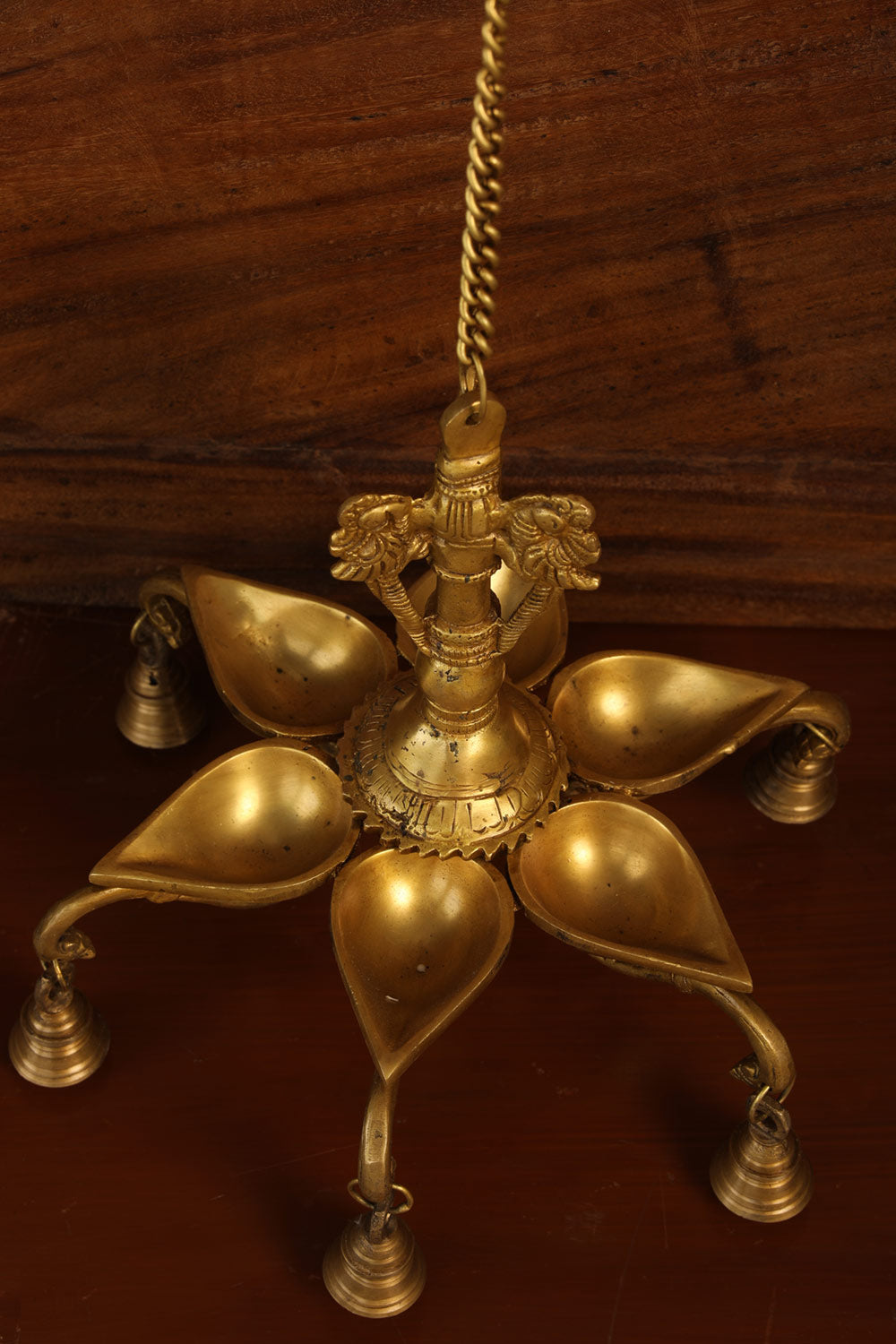 Antique Brass Mehnoor Casted Hanging Oil Lamp