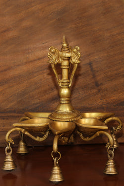 Collection of Antique Brass Mehnoor Casted Hanging Oil Lamp in a gallery layout