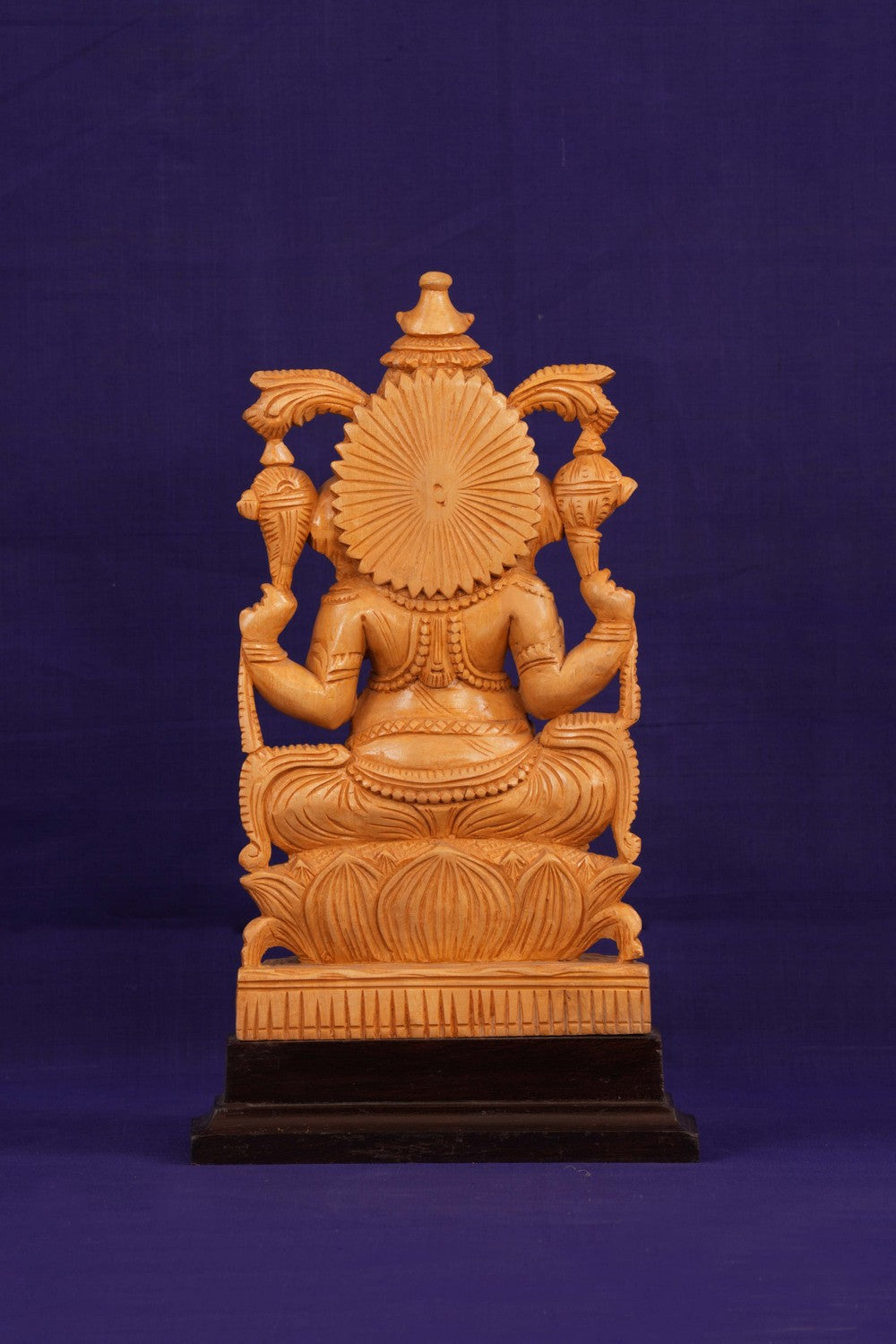 Ganesha Bhagwan Murti Sitting with Moshak on Lotus Flower Base Idol.