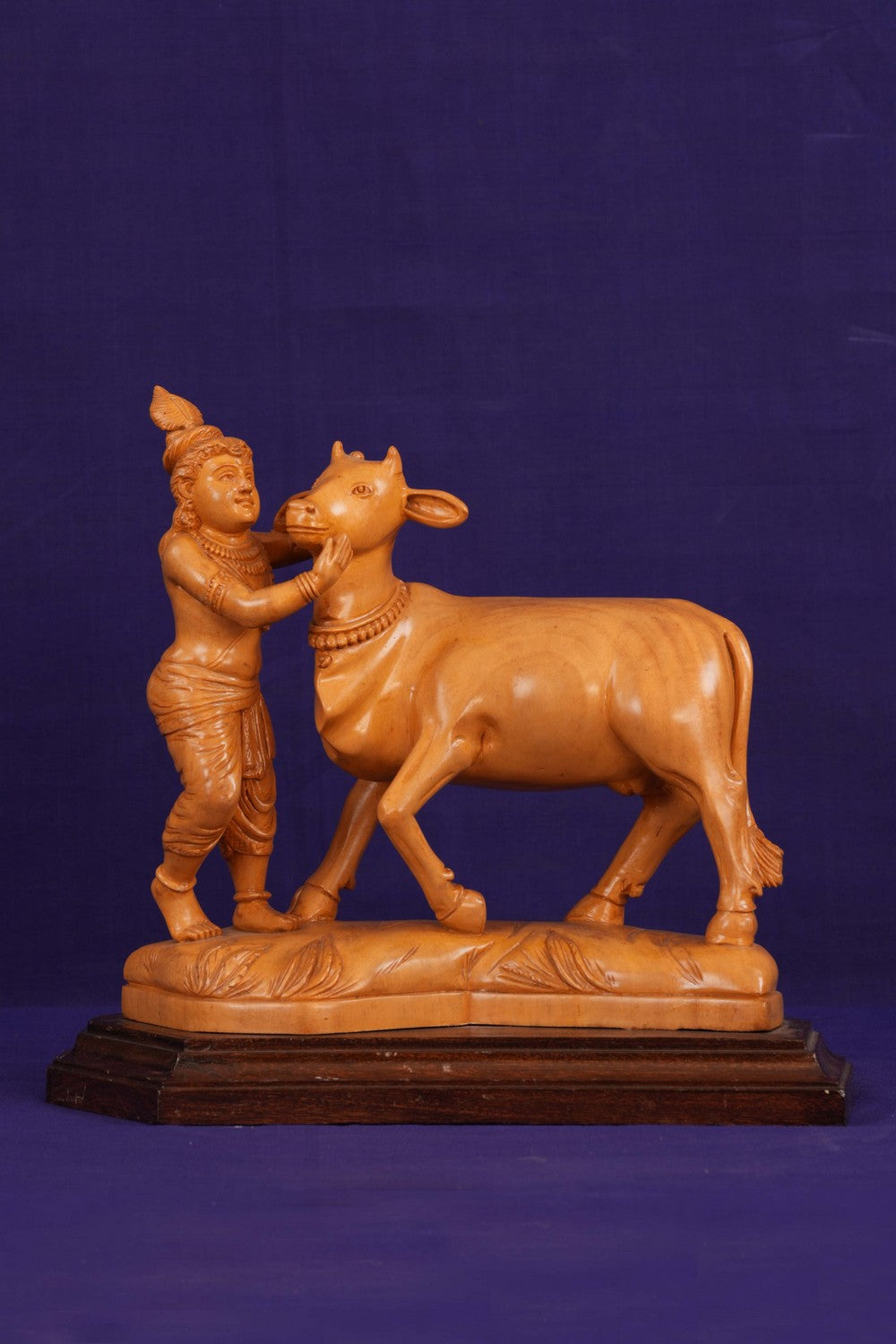 Image of Wooden Lord Krishna Sculpture