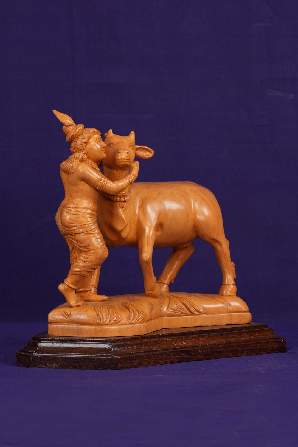 Image of Wooden Lord Krishna Sculpture