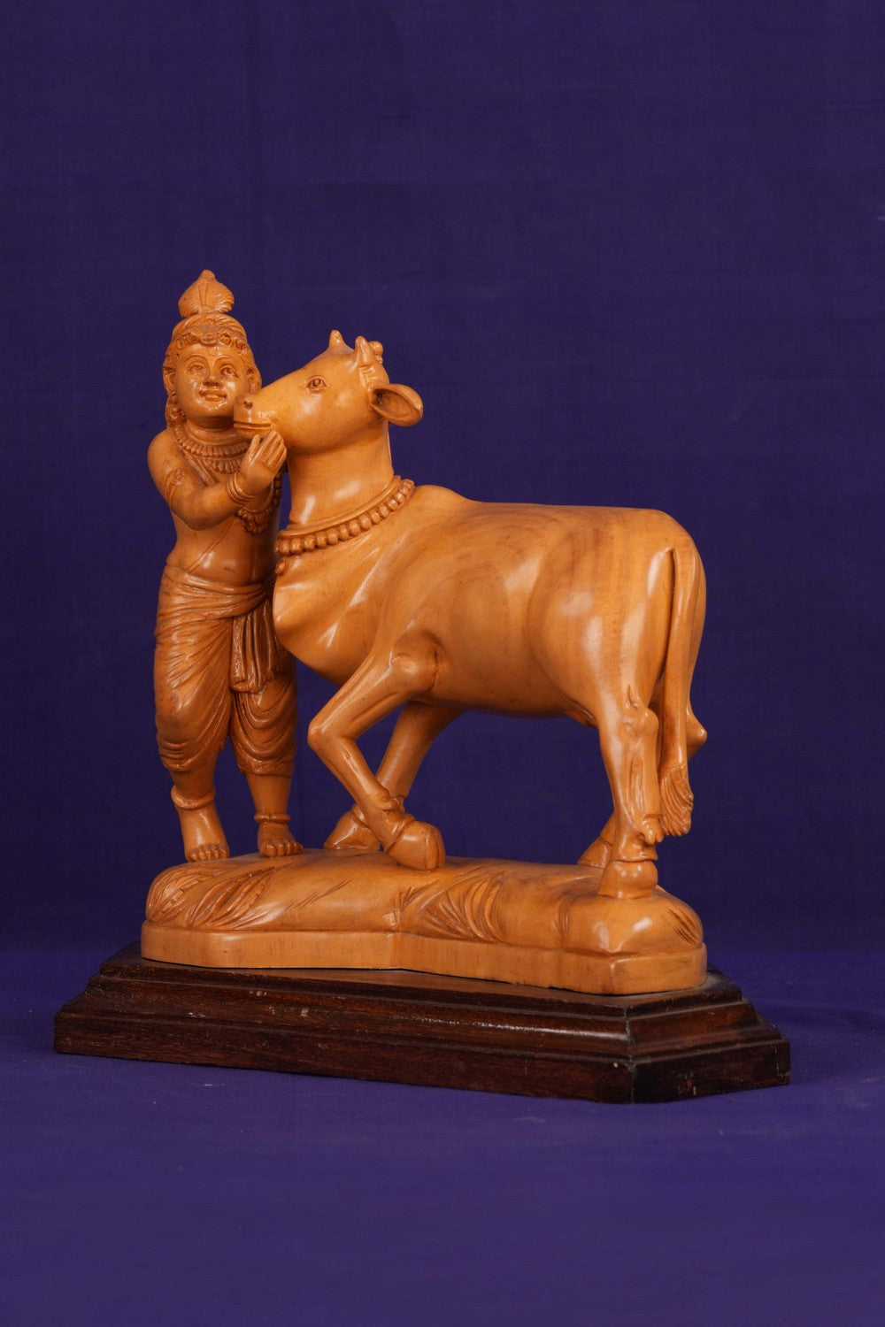 Image of Wooden Lord Krishna Sculpture