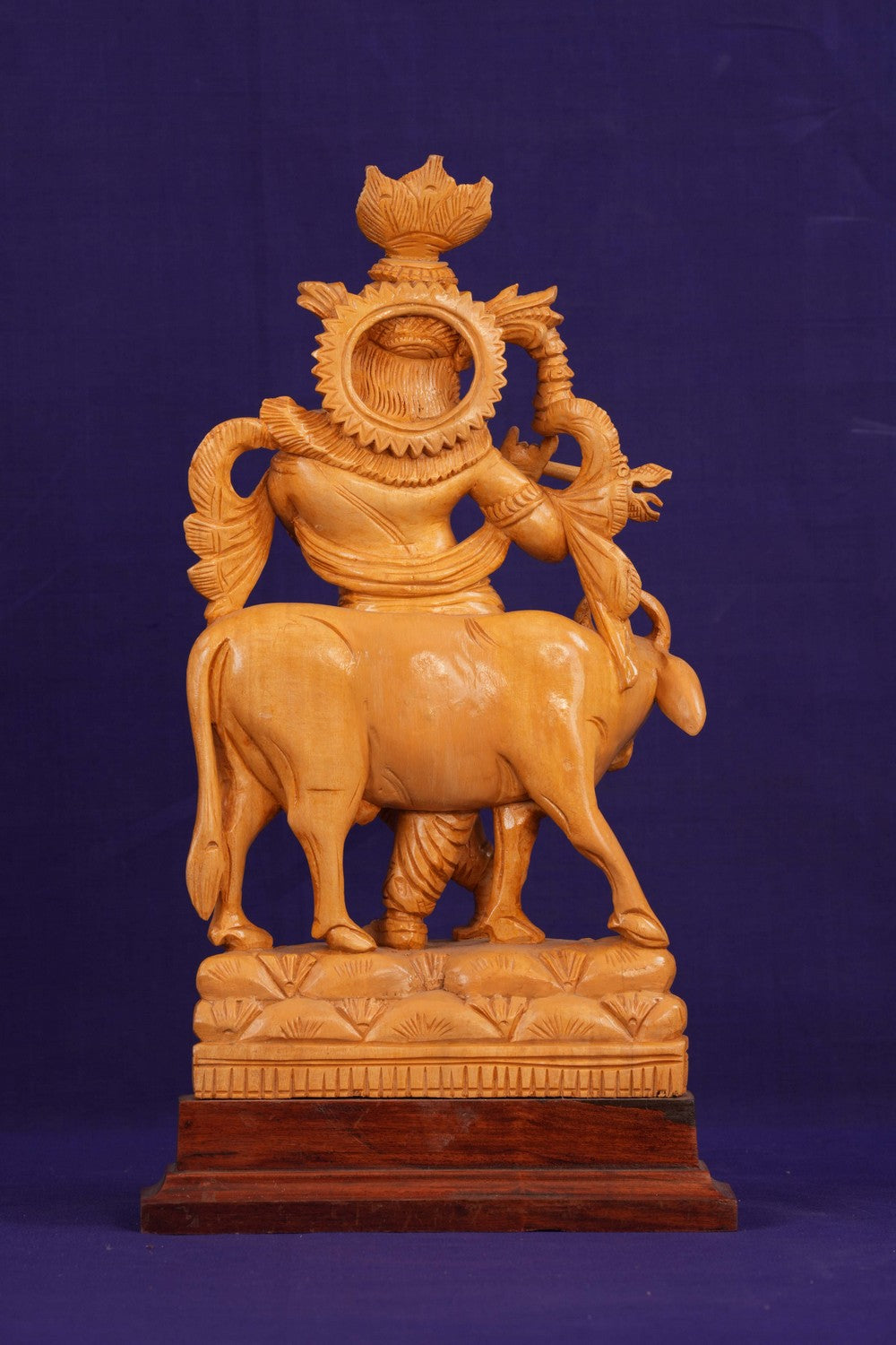 Image of Wooden Lord Krishna Sculpture