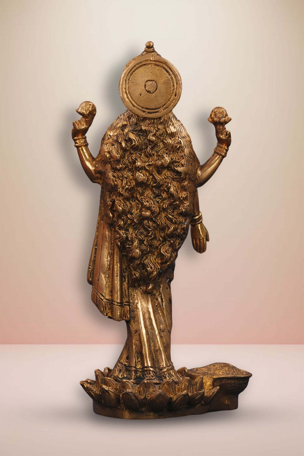 Image of Maa Lakshmi Standing On Lotus Brass Statue