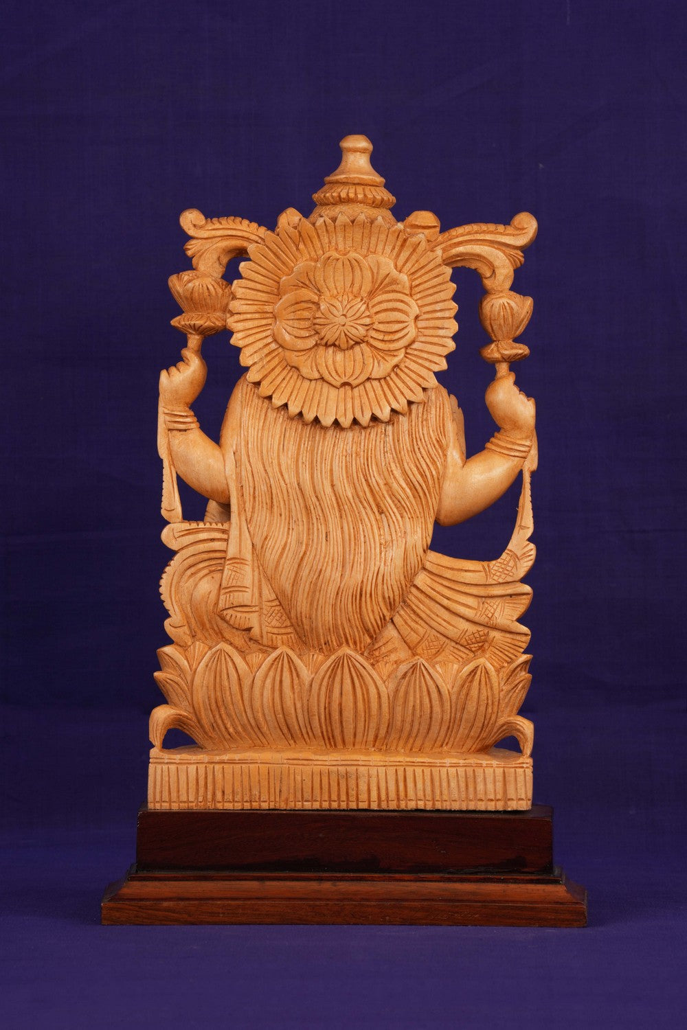 Image of Cedar Wood Carving Goddess Lakshmi Statue