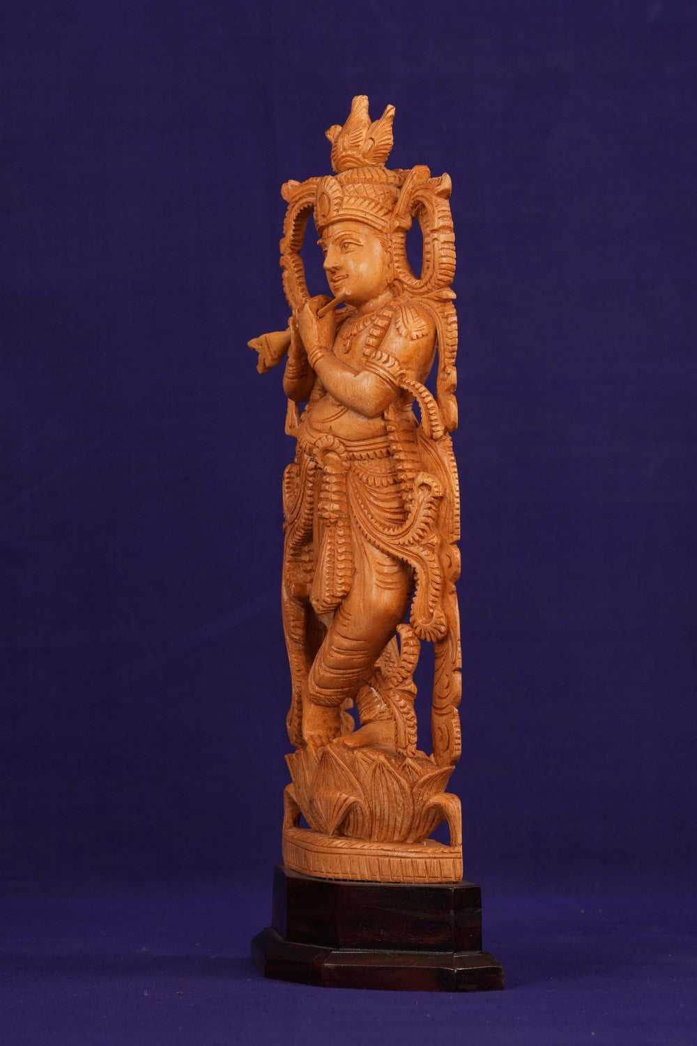 Wooden Lord Krishna Sculpture