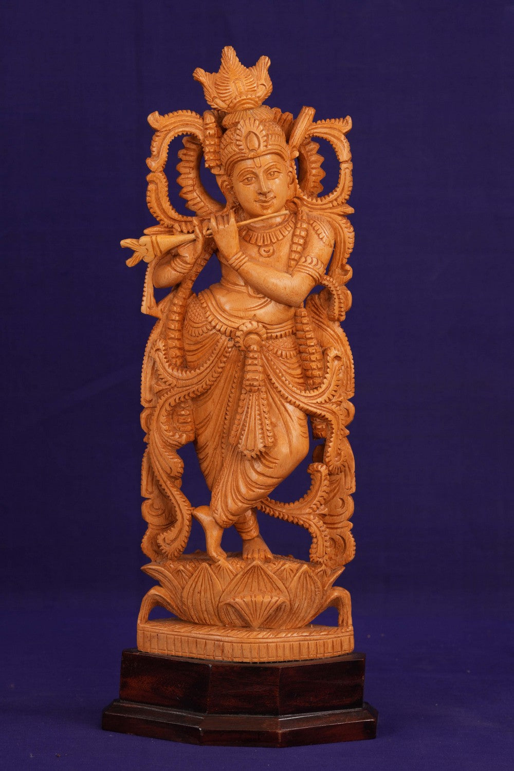 Wooden Lord Krishna Sculpture