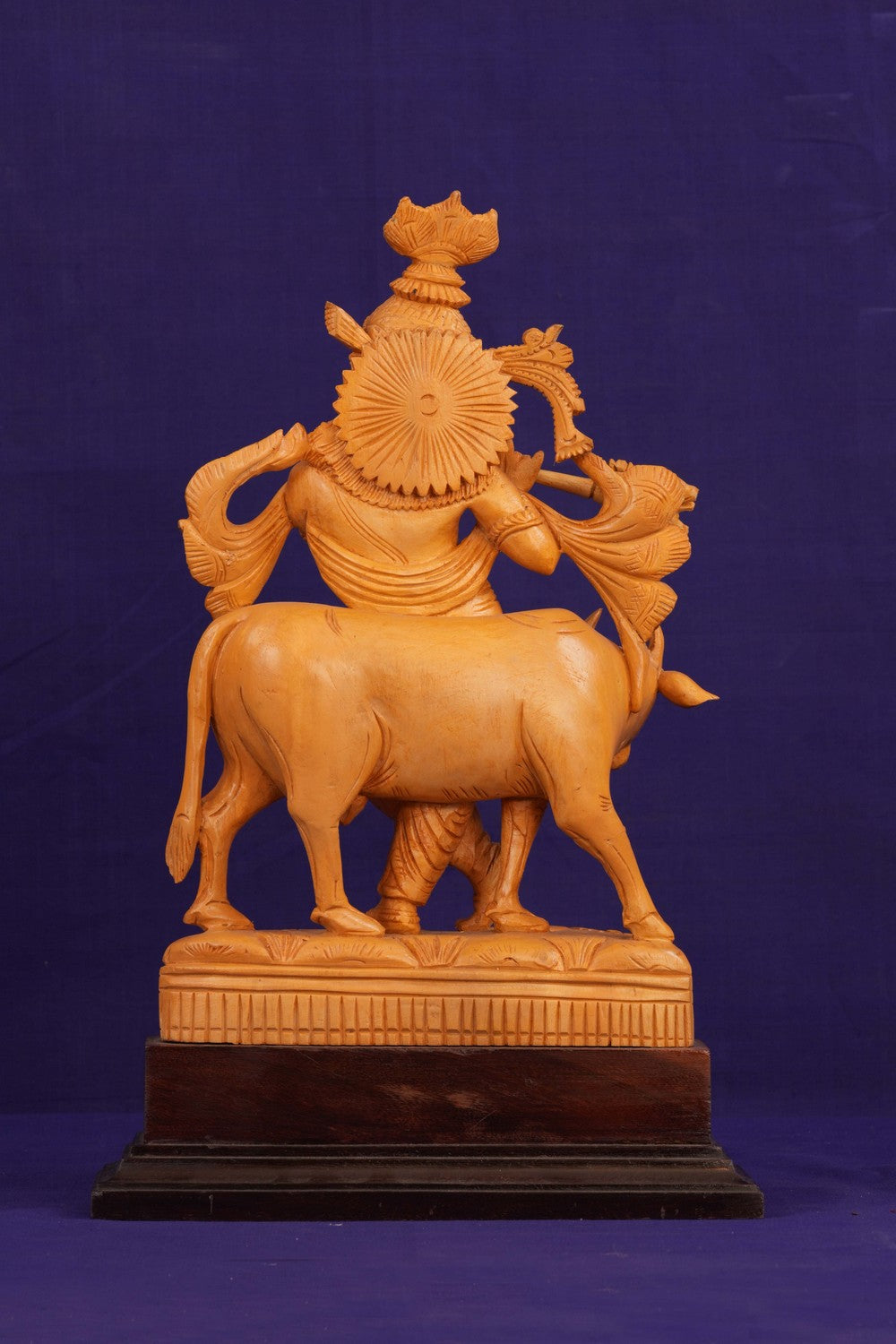 Image of Wooden Lord Krishna Sculpture