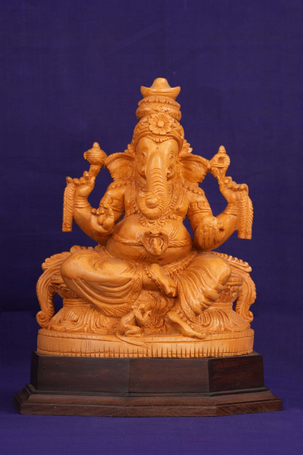 Cedar Wood Carving Lord Ganesha Statue