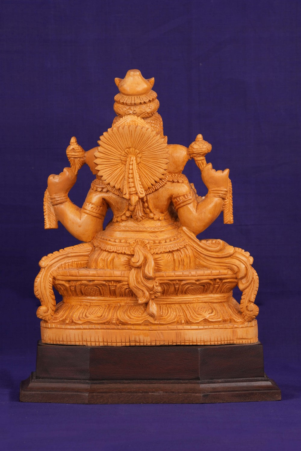 Image of Cedar Wood Carving Lord Ganesha Statue