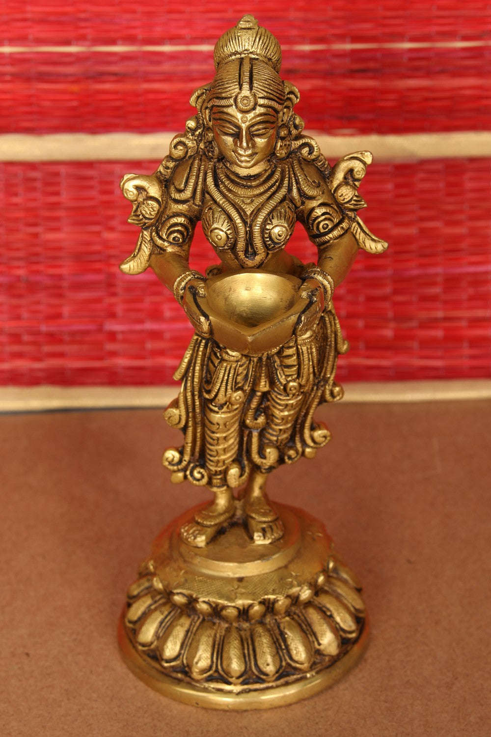 Image of Brass Hand-Carved Diya Lighting