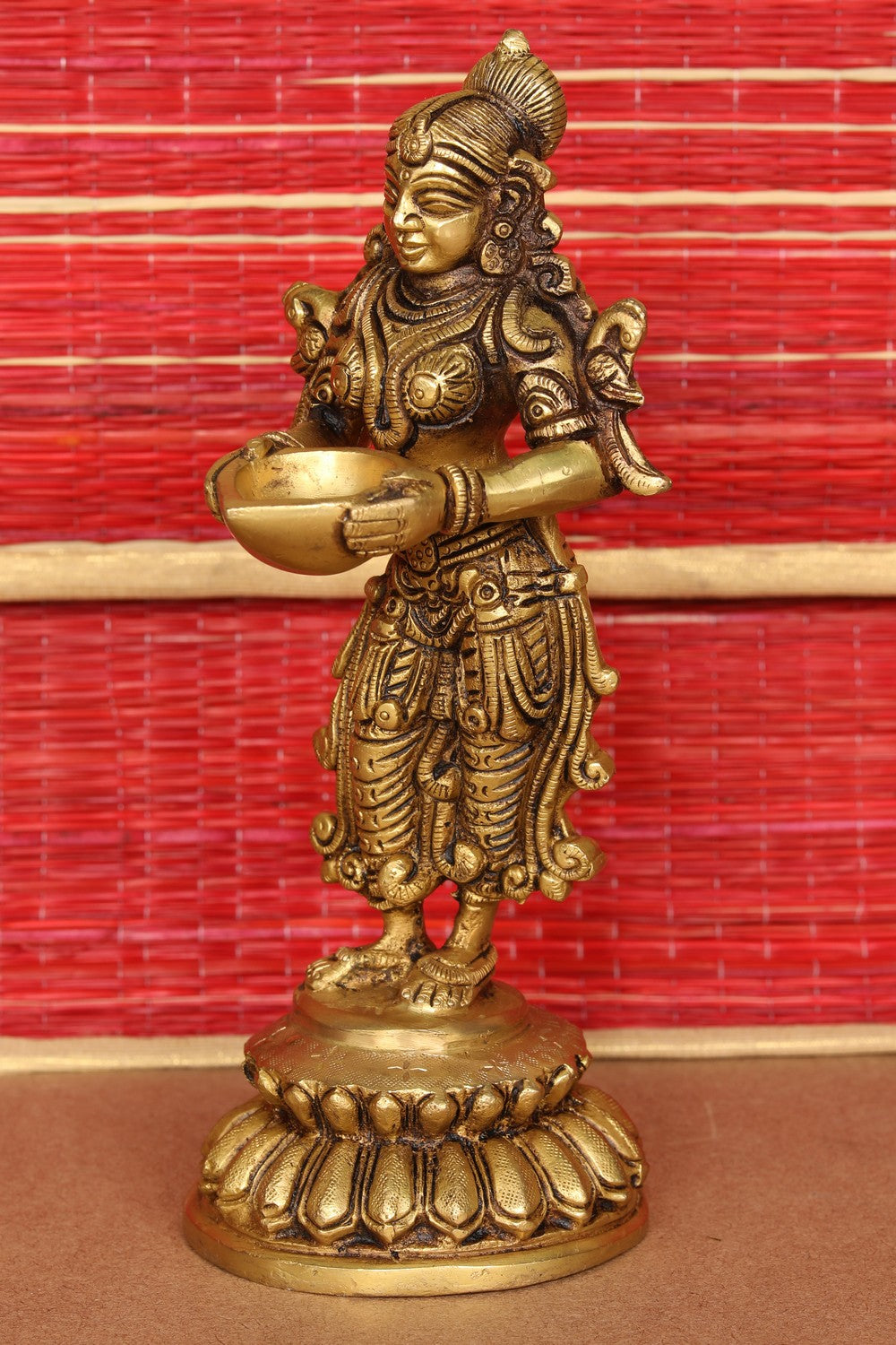Image of Brass Hand-Carved Diya Lighting