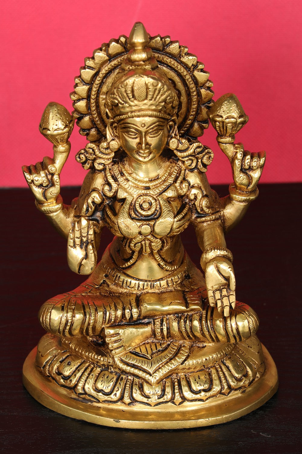 Brass Hand-Carved Lakshmi Idol