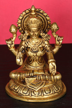 Image of Brass Hand-Carved Lakshmi Idol