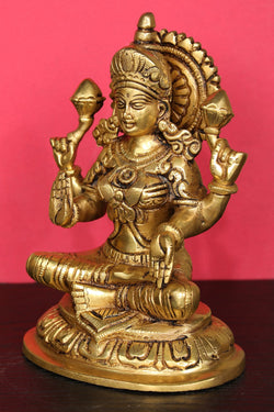 Image of Brass Hand-Carved Lakshmi Idol