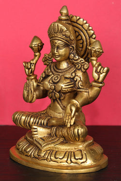 Image of Brass Hand-Carved Lakshmi Idol