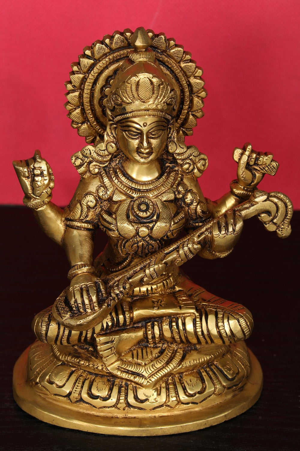 Brass Hand-Carved Saraswathi Devi Idol