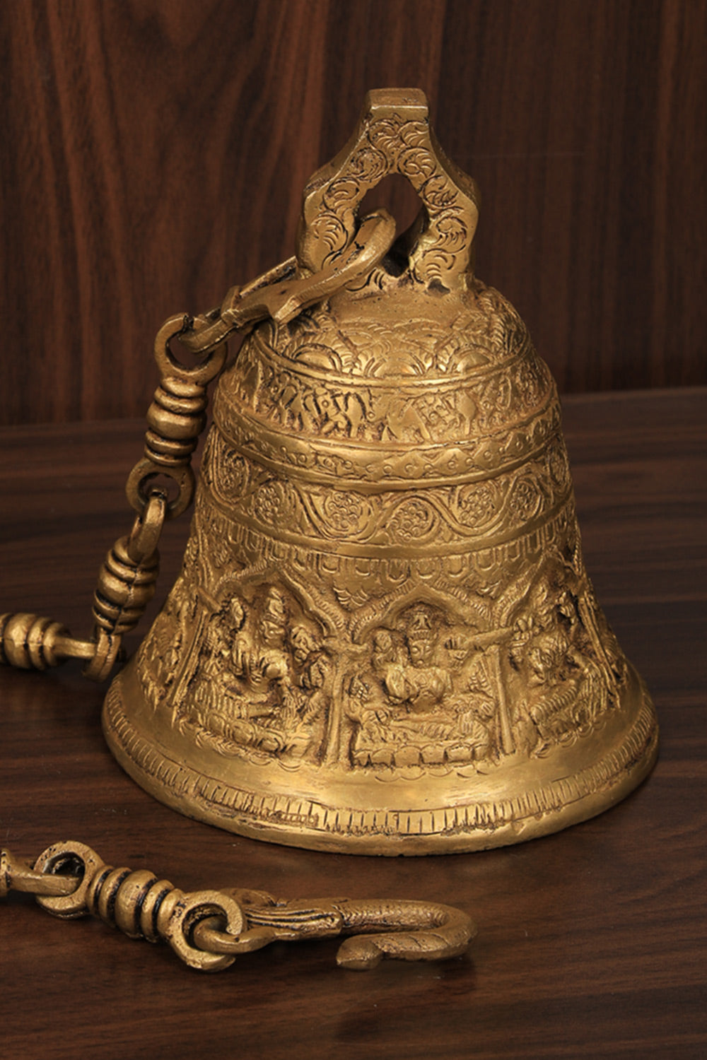 Collection of Brass Goddess Lakshmi Handling Bell in a gallery layout