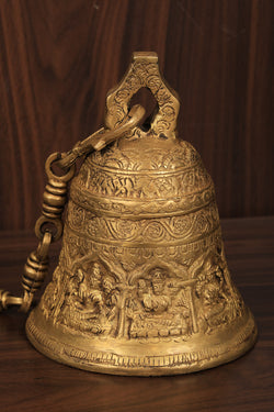 Collection of Brass Goddess Lakshmi Handling Bell in a gallery layout