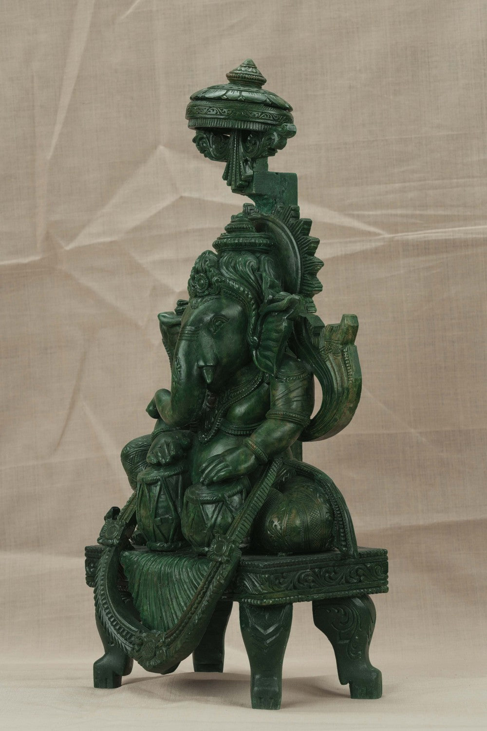 Image of A Green-painted Serpent Stone Ganesh