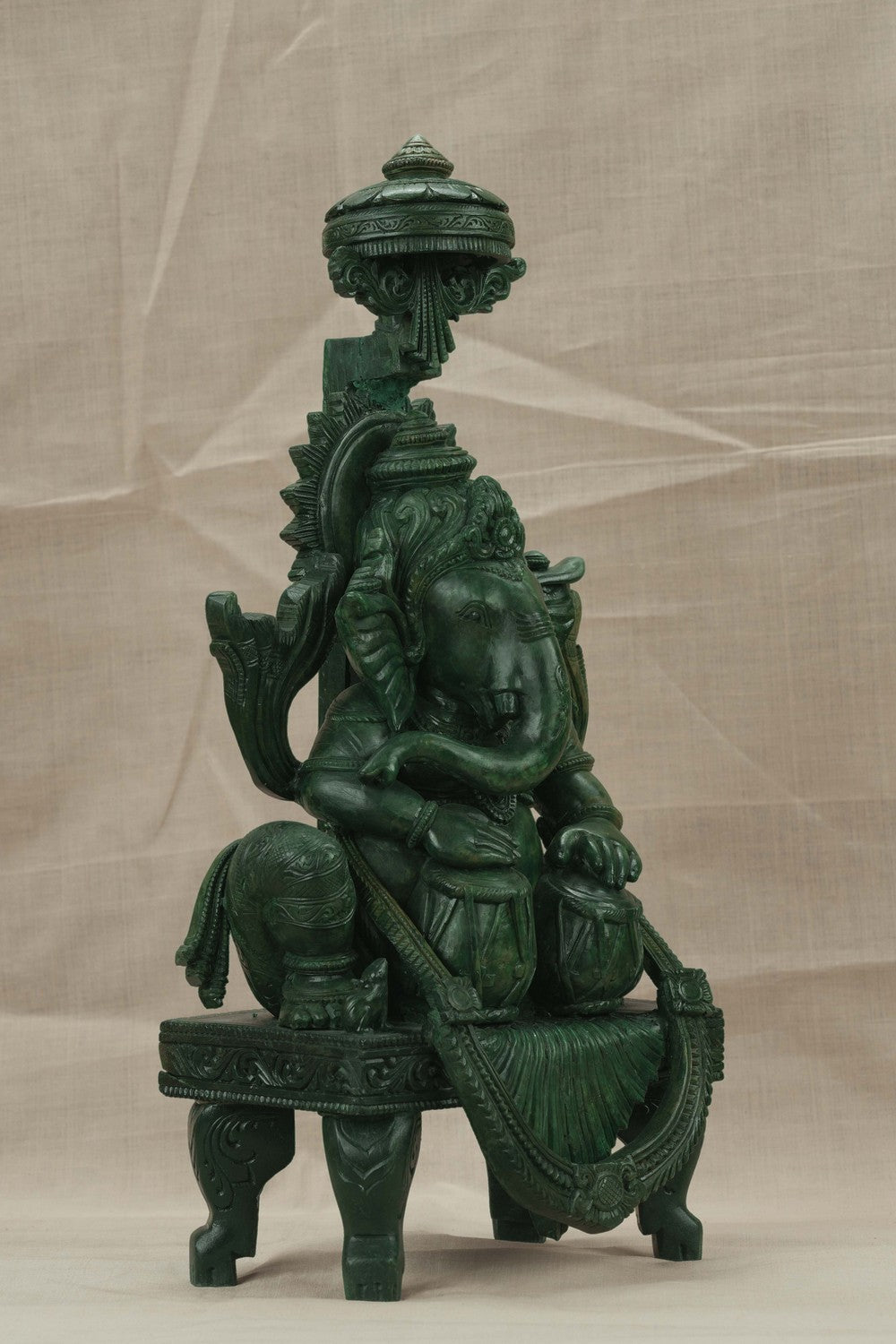 Image of A Green-painted Serpent Stone Ganesh