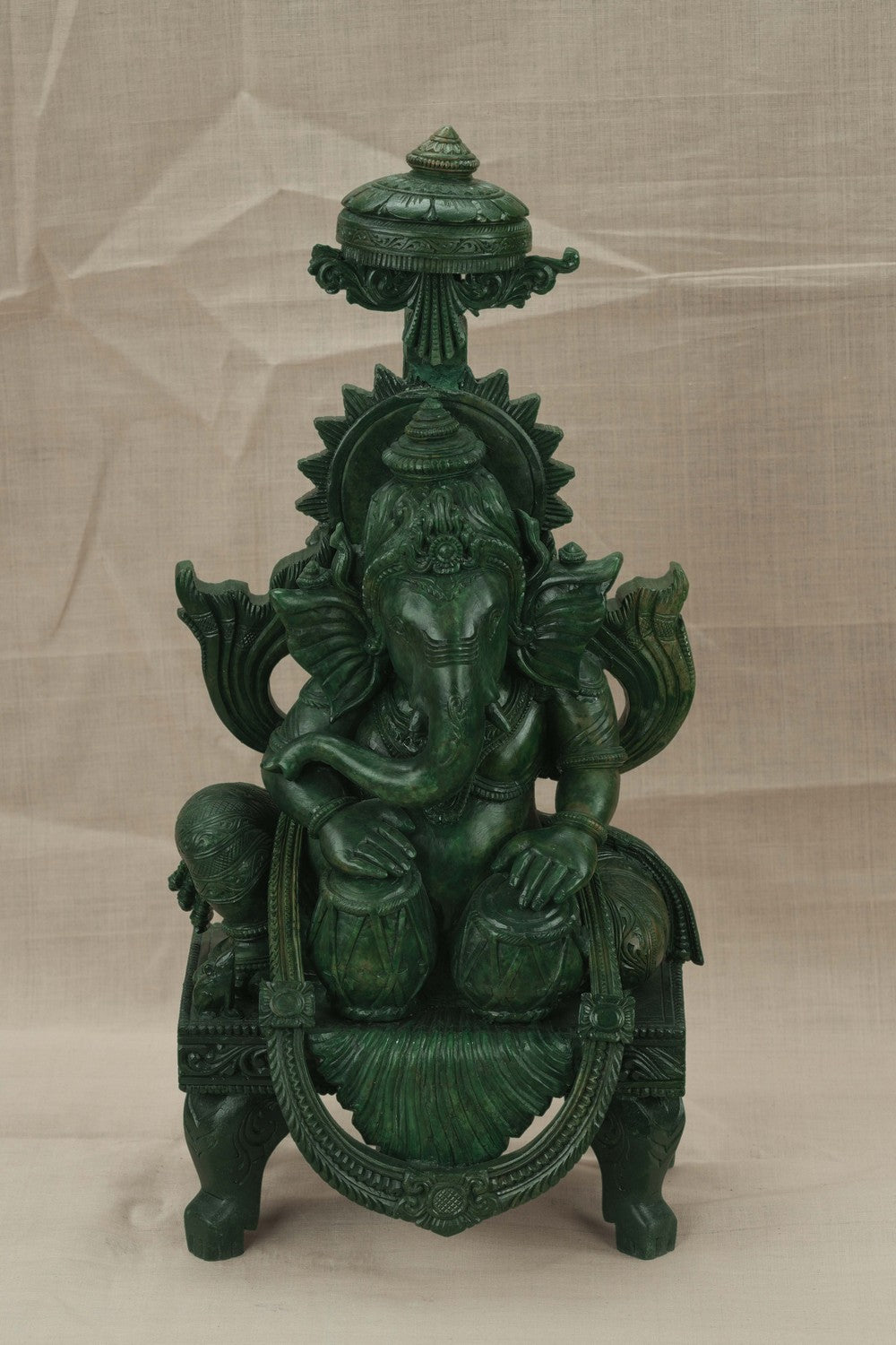 Image of A Green-painted Serpent Stone Ganesh