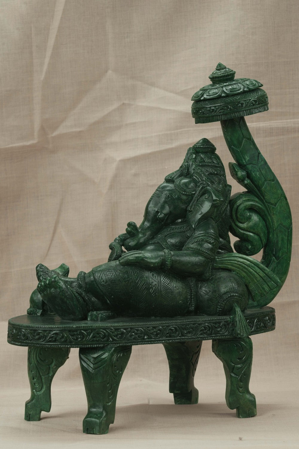 Image of A Green-painted Serpent Stone Ganesh