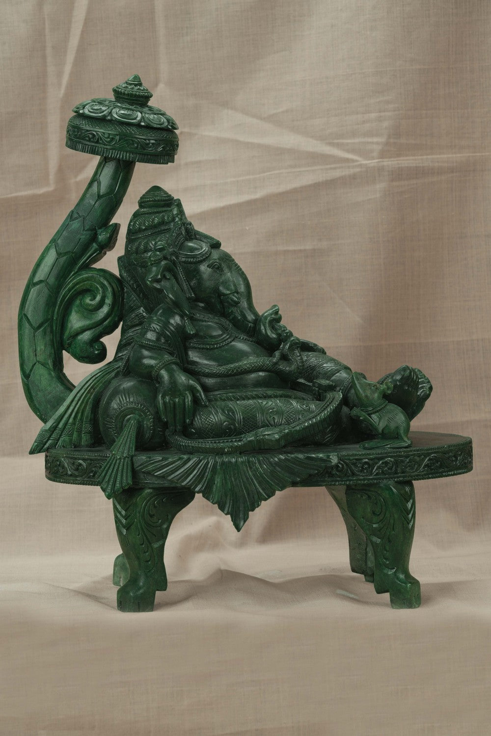 Image of A Green-painted Serpent Stone Ganesh
