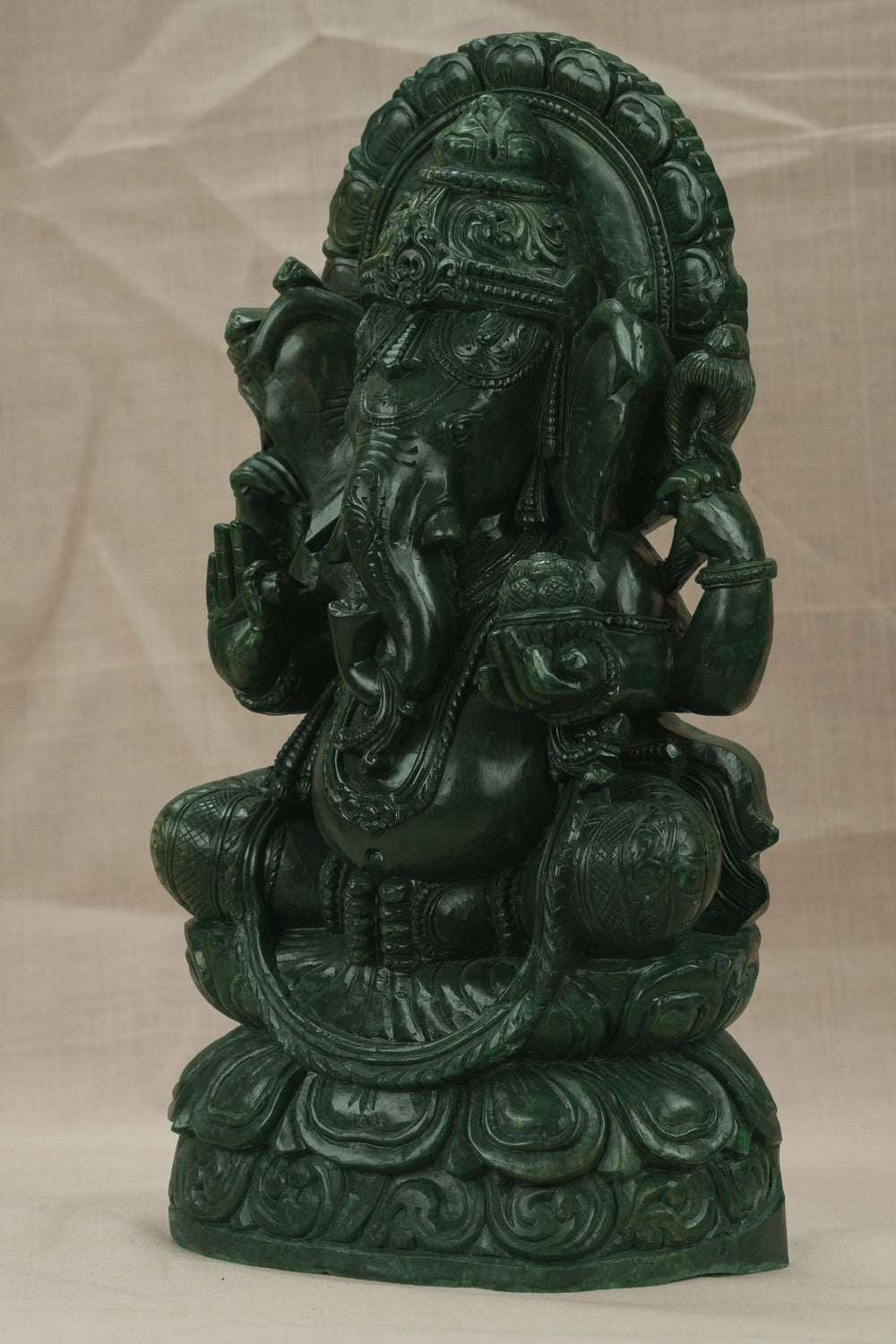 Image of A Green-painted Serpent Stone Ganesh