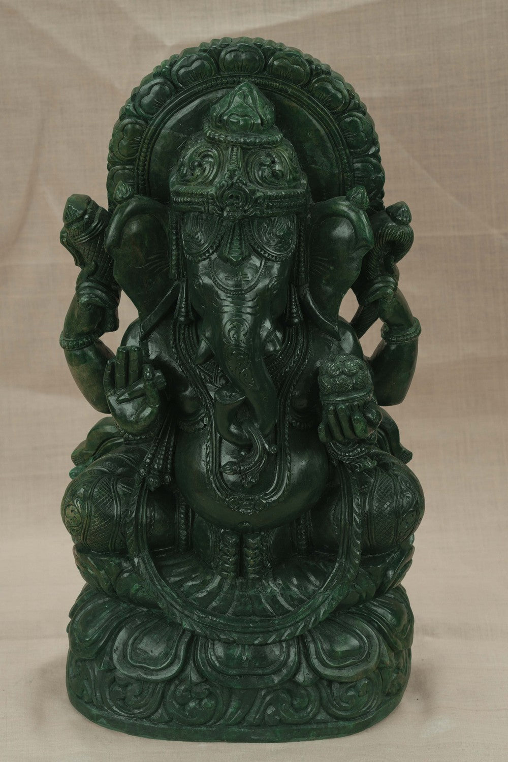 Image of A Green-painted Serpent Stone Ganesh
