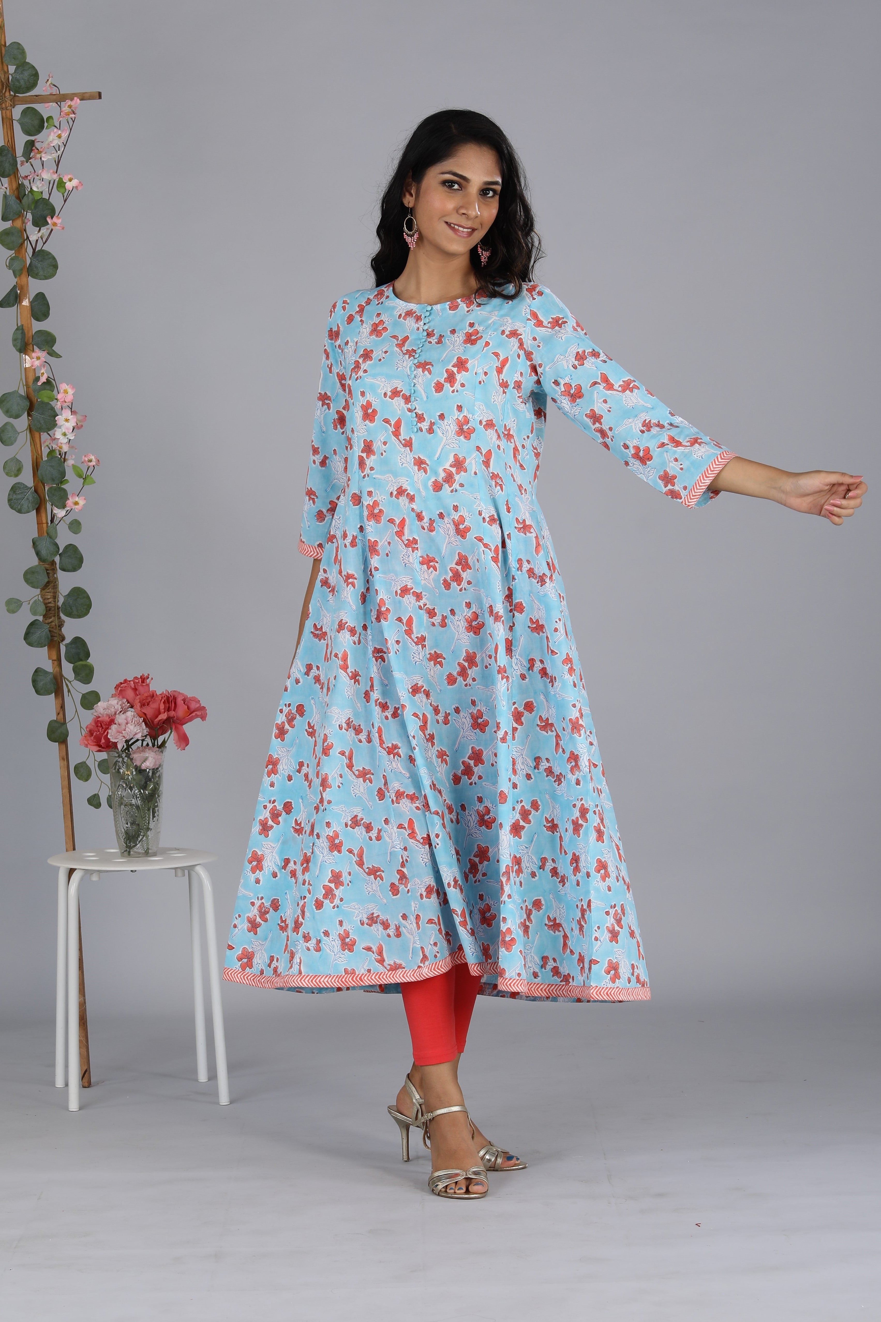 Handblock printed long kurti