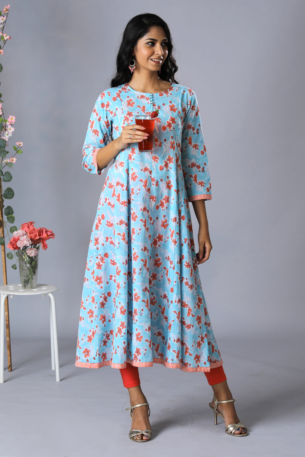 Handblock printed long kurti