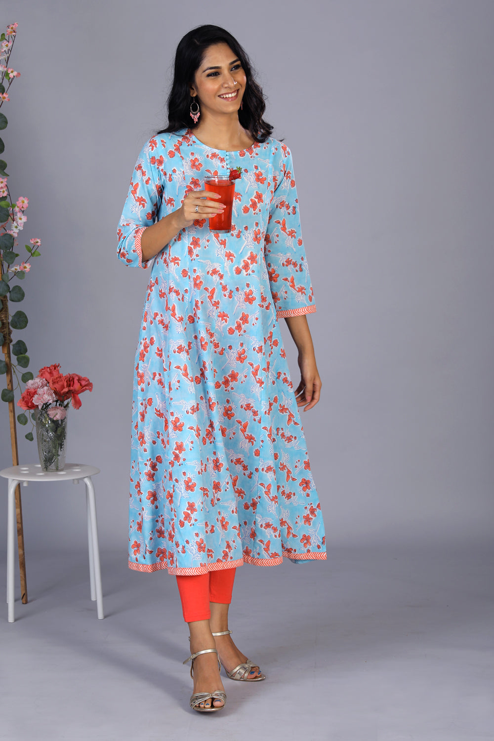 Handblock printed long kurti