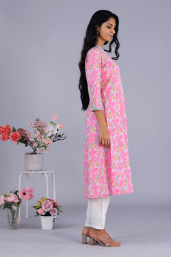 Collection of Climber creeper block printed cotton kurti in a gallery layout