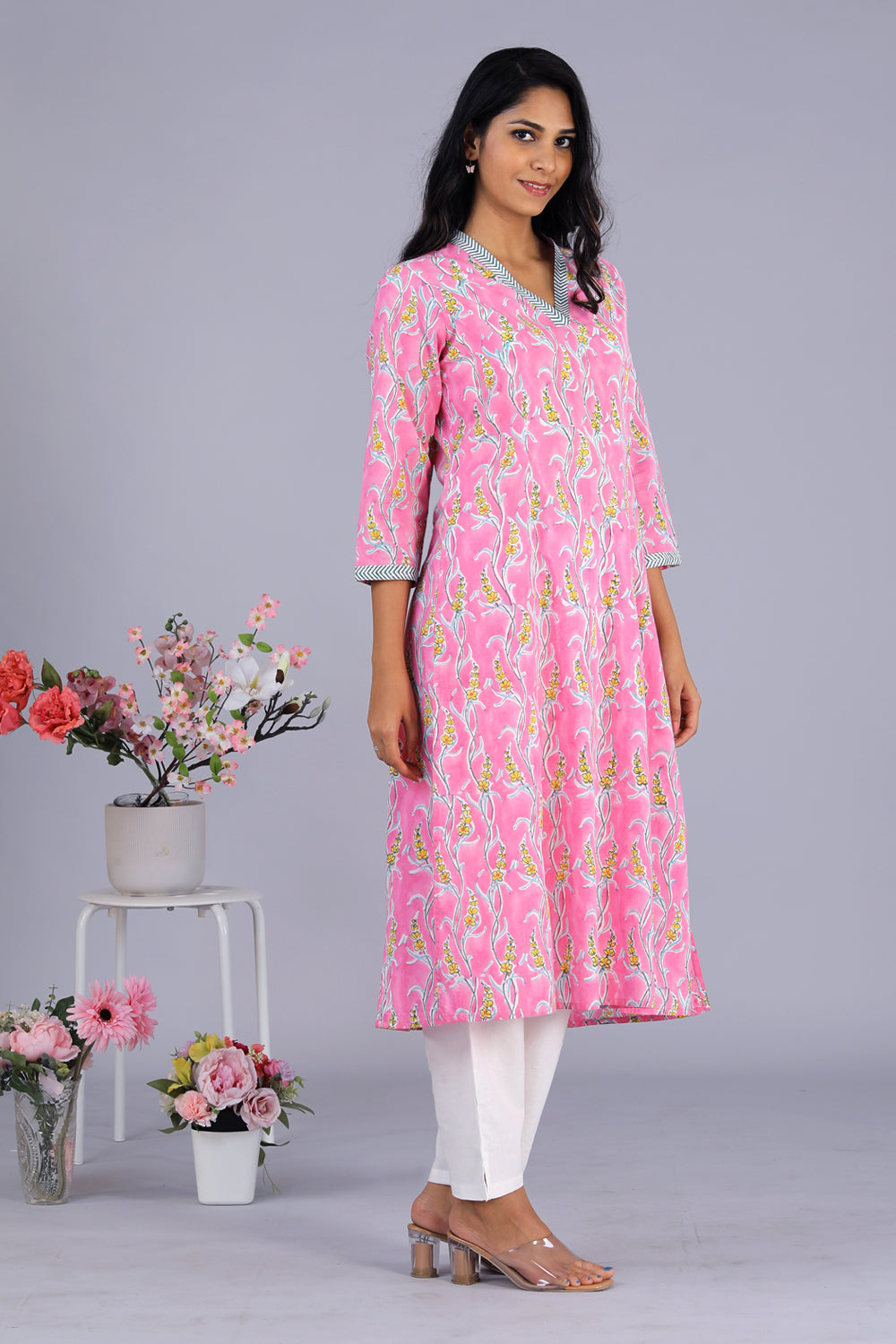 Collection of Climber creeper block printed cotton kurti in a gallery layout