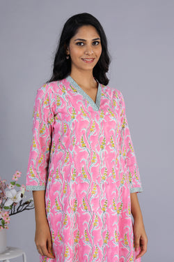 Collection of Climber creeper block printed cotton kurti in a gallery layout